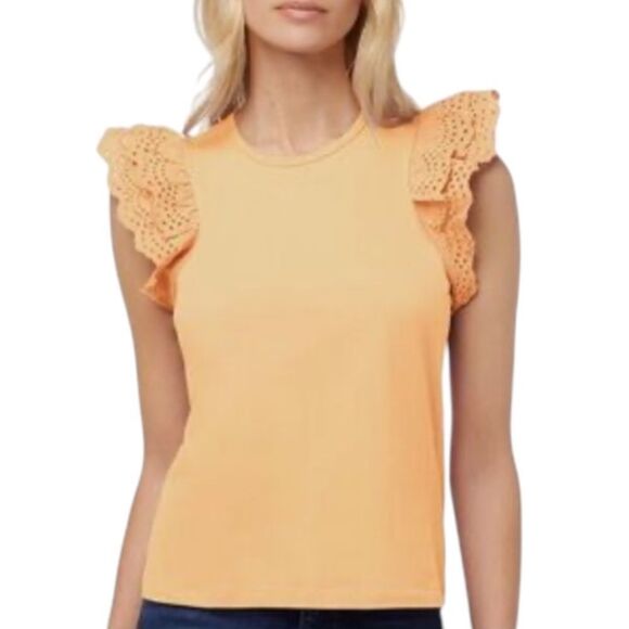 Joe’s Jeans THE ALEXIS BRODERIE SLEEVE TOP in Apricot Sherbert - Picture 1 of 12